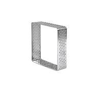 Watreketal Moldes cuadrados perforados de acero inoxidable para decoración de pasteles de pizza y frutas, moldes de metal para hornear