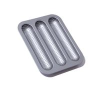 Watreketal Moldes profesionales de acero al carbono perforados para pan, diseño de 3 compartimentos para circulaciones de aire, hornear, moldes de acero al carbono resistentes a la oxidación