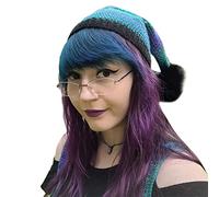 Watreketal Sombrero de bruja de invierno para mujer, sombreros de punto para niñas, decoraciones de cola larga, sombrero de punto de Halloween para adolescentes y adultos, gorro de bruja para mujer