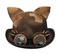 Watreketal Sombrero de fieltro con ala estilo steampunk, gafas de fieltro, gafas para el club nocturno, cosplay, disfraz de escenario para adultos, sombrero para disfraz de bruja, color negro