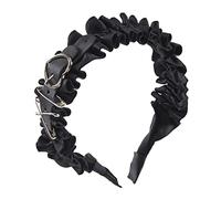 Watreketal Y2K - Diadema con hebilla para mujer, plisada, gótica, gótica, punk, negra