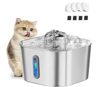 Watrify Cat Fountain, Stainless Steel Pet Fountain with Quad Filtration System, Super Quiet, Multi-Layer Filtration, 4 Extra Filters (Color-B)