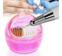 Watris Veiyi Caja de cepillo de limpieza de uñas, caja de herramientas de limpieza de cabeza de taladro de arte de uñas, mini caja de cepillo de manicura, caja de limpieza de polvo para salón hogar