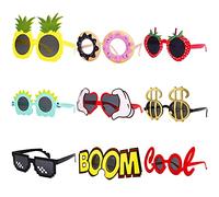 WATSELOK Gafas de sol festivas - 9 pares de gafas hawaianas divertidas, fantasía, gigantes, regalos de verano para niños, accesorios fotomatones, suministros fiesta temática