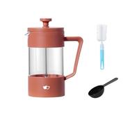 Watson and Monday W&M Cafetera Francesa - Prensa Francesa - French Press - Cafetera Manual - Acero Inoxidable, Vidrio de Borosilicato - Triple Filtro - Cuchara Medidora + Limpiador - Rosa - 600ml