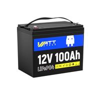 WattCycle Batería de Litio 12V 100Ah LiFePO4 - Grupo BCI 24, 15000 Ciclos, BMS 100A, Protección contra Temperaturas Bajas - Ideal para RVs, Carros de Golf, Almacenamiento de Energía en el Hogar
