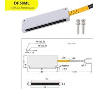 WATTSBVD Matriz de Cortina de luz Sensor de Fibra óptica Área de conmutación Rejilla de escaneo Haz pasante Distancia de reflexión difusa 120/500 mm Objeto 2 mm(DF50ML)