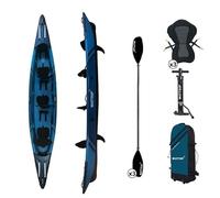 Wattsup - Kayak Inflable - Gama Torpedo de 3 plazas - 476 x 80 cm (15 x 31) - 100% de Alta presión/Dropstitch - Paquete Completo: Remo Doble Asiento Bomba Bolsa de Transporte - hasta 235 kg - Azul