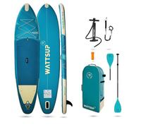Wattsup - Sup Stand Up Paddle Inflable Marlin 12'5-378x89x15 cm, Dropstitch - Pack Completo: Remo 2in1, Leash, Bomba, Bolsa de Transporte - hasta 185 kg - Azul