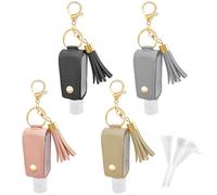 WATUNID 4 botellas de viaje vacías portátiles, llavero, botella de 30 ml, botella de relleno, con llavero, botellas y embudos, desinfectante para manos, desinfectante para manos