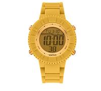 WatxandCo - Reloj DIGITAL ATLANTIC MOSTAZA. Reloj digital para mujeres y hombres con correa de silicona deportiva mostaza. Caja con bisel plateado y cristal mostaza. 43mm