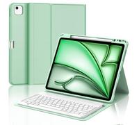 WAVATA Funda con Teclado para iPad Air 13'' M3 2025/ M2 2024, Español Ñ Tecla para Air 13'', Teclado Bluetooth Desmontable para iPad Pro 12.9 (3rd/4th/5th/6th Gen), Verde Claro