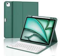 WAVATA Funda con Teclado para iPad Air 13'' M3 2025/ M2 2024, Español Ñ Tecla para Air 13'', Teclado Bluetooth Desmontable para iPad Pro 12.9 (3rd/4th/5th/6th Gen), Verde Oscuro