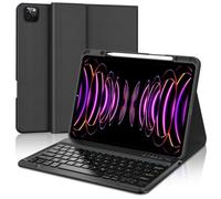 WAVATA Funda con Teclado para iPad Pro 12.9'', Español Ñ Tecla para iPad Pro 12.9 Pulgadas 6/5/4/3 Generación, Teclado Bluetooth Desmontable para Air 13'' M2 2024, Negro
