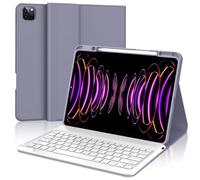 WAVATA Funda con Teclado para iPad Pro 12.9'', Español Ñ Tecla para iPad Pro 12.9 Pulgadas 6/5/4/3 Generación, Teclado Bluetooth Desmontable para Air 13'' M2 2024- Lavanda
