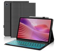 WAVATA Funda con Teclado para Lenovo Tab 10.1'' 2025, Tecla QWERTY Español Ñ para Lenovo Tab 10.1 Pulgadas 2025, Teclado Bluetooth Retroiluminado Desmontable, Negro