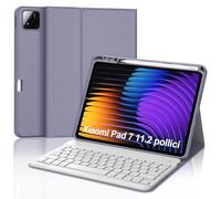 WAVATA Funda con Teclado para Xiaomi Pad 7/ Pad 7 Pro 11.2", Teclado Español Ñ para Xiaomi 7 11.2-Inch 2024, Teclado Bluetooth Desmontable- Púrpura
