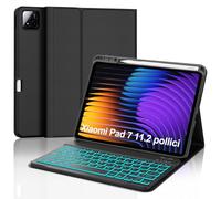 WAVATA Funda con Teclado para Xiaomi Pad 7/ Pad 7 Pro/Poco Pad X1 2025 11.2", Teclado Español Ñ para Xiaomi Pad 7 11.2-Inch 2024, Teclado Bluetooth Desmontable Retroiluminado, Negro