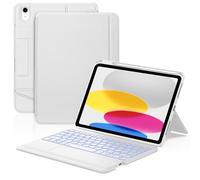 WAVATA Funda Teclado para iPad 10 Generación 2022/11 Generación A16 2025, Español Ñ- Retroiluminado Bluetooth Trackpad Teclado para iPad 11 Generación A16 2025, Blanco