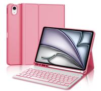 WAVATA Funda Teclado para iPad Air 11'' M3 2025/M2 2024 y iPad Air 5 2022 - Español Ñ Tecla para iPad Air 4 10.9'' 2020, Teclado Bluetooth Desmontable para Air 5 2022, Rosa Oscuro