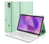 WAVATA Funda Teclado para Lenovo Idea Tab Pro Tablet 12.7'' 2025, Tecla Español Ñ para Idea Pro 12.7'' 2025, Teclado Bluetooth Desmontable- Verde