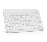 WAVATA Teclado Español Ñ Bluetooth Inalámbrico para iPad iOS/Tablet Android, Teclado Bluetooth de 10 Pulgadas Inalámbrico Portátil - Teclado para Samsung/Huawei/Lenovo/Xiaomi - Blanco