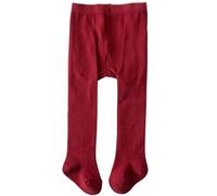 WAVDSYB Medias de punto acanalado para bebés y niñas pequeñas con lazos de terciopelo, para Navidad, día de San Valentín, leggings para bebé, Rojo sólido, 2-3 Years