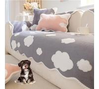 Wave Edge Cloud Couch Cover Soft Fuzzy Plush Sofa Couch Cover Cozy Sectional Couch Covers Washable Non Slip Sofa Slipcover for 3 Cushion Couch Furniture Protector,Gray,90 * 90cm/35.4 * 35.4in(1,Pillow