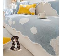 Wave Edge Cloud Couch Cover Soft Fuzzy Plush Sofa Couch Cover Cozy Sectional Couch Covers Washable Non Slip Sofa Slipcover for 3 Cushion Couch Furniture Protector,Gray,90 * 90cm/35.4 * 35.4in(Blue,90*