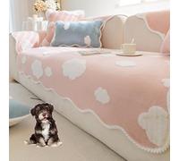 Wave Edge Cloud Couch Cover Soft Fuzzy Plush Sofa Couch Cover Cozy Sectional Couch Covers Washable Non Slip Sofa Slipcover for 3 Cushion Couch Furniture Protector,Gray,90 * 90cm/35.4 * 35.4in(Pink,110