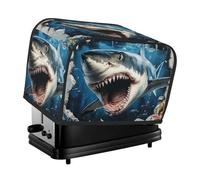 Wave Great White Shark Out Of The Sea - Cubierta para tostadora de 2 rebanadas de cocina para electrodomésticos pequeños con bolsillos, protección contra el polvo y las huellas dactilares
