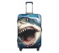 Wave Great White Shark Out of the Sea - Funda elástica para equipaje de viaje, protector de maleta, funda de equipaje con impresión antiarañazos, Black, S