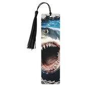 Wave Great White Shark Out of the Sea - Marcapáginas de madera con impresión de doble cara, 5 piezas, regalos para mujeres para amantes de los libros, accesorios geniales para cuadernos, regalos de