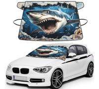 Wave Great White Shark Out Of The Sea Print - Cubierta para parabrisas de coche para hielo y nieve, ajuste universal para la mayoría de los coches, protector de hielo multifuncional para mantener la