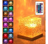 Wave Lamp Cubo: 16 Color Lampara Aurora Boreal, Agua Ondulación Proyector Galaxia Con Mando a Distancia, Lámpara De Onda De Agua, Onda Luz Ambiental Base De Madera, Luz Nocturna Agua Ondulación