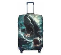 Wave Ocean Animal Shark Fundas de equipaje de viaje, fundas elásticas para maleta, protector para equipaje de 18 a 32 pulgadas, Black, M