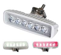 Wave One Marine | Esparcidor de luz LED de doble color para barco, haz de inundación de acero inoxidable y soporte IP68, impermeable, multicolor, brillante, salida de alta lúmenes (carcasa blanca,