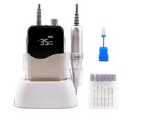 Wave - Taladro de uñas, base inalámbrica de escritorio, máquina eléctrica de 35000 rpm, juego de taladro para manicura y pedicura, batería recargable, herramientas profesionales inalámbricas, dorado-A