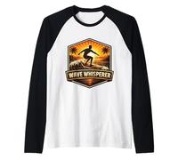Wave Whisperer Vintage Surfer Diciendo Retro Surfing Cita Mar Camiseta Manga Raglan