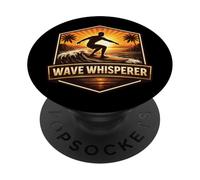 Wave Whisperer Vintage Surfer Diciendo Retro Surfing Cita Mar PopSockets PopGrip Adhesivo