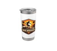 Wave Whisperer Vintage Surfer Diciendo Retro Surfing Cita Mar Vaso térmico de acero inoxidable de doble pared