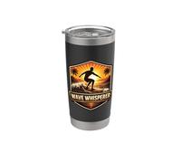 Wave Whisperer Vintage Surfer Diciendo Retro Surfing Cita Mar Vaso térmico de acero inoxidable de doble pared