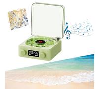 Waves - Altavoz Bluetooth de vinilo, 2024, nuevo altavoz Bluetooth de vinilo vintage, inalámbrico, portátil, reproductor de vinilo de ondas con luces ajustables para dormitorio, oficina, fiesta (verde