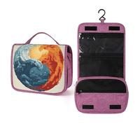 Waves and Flames - Neceser de viaje para mujer, organizador de maquillaje colgante con gancho para champú