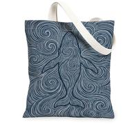 Waves - Bolsa de lona para mujer, diseño abstracto moderno de remolino, color azul marino, lavable, reutilizable, ideal para viajes al aire libre, trabajo, lectura, 13 x 15 pulgadas