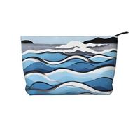 Waves Lapping at The Rocks - Bolsa de cosméticos de pana de moda, cierre de cremallera, adecuada para viajes, camping y uso diario