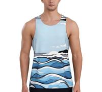 Waves Lapping at The Rocks - Camiseta sin mangas para hombre, gimnasio, correr, secado rápido, transpirable, chaleco para hombre, Negro, L Grande