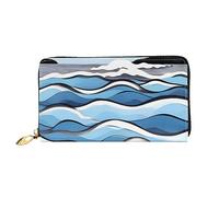 Waves Lapping At The Rocks Cartera larga para mujer, cartera de viaje, cartera larga de gran capacidad, cartera con cremallera, 7.48 x 4.13 pulgadas, Negro -, Talla única