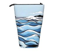 Waves Lapping at The Rocks - Estuche extensible para lápices, tela Oxford multidiseño, altura ajustable, bolsa de cosméticos multiusos