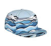Waves Lapping at The Rocks, gorra de béisbol estampada, sombrero de ala plana ajustable, sombrero de sol para deportes al aire libre, negro